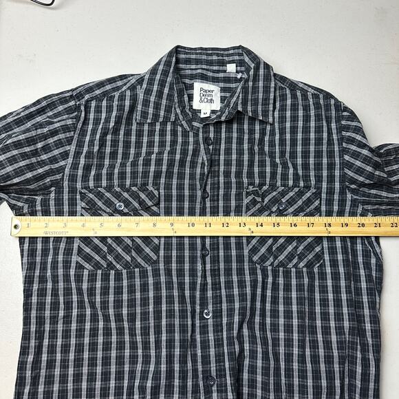 Paper Denim & Cloth Striped Long Sleeve Button Up Shirt Size Medium Black White - Picture 5 of 8